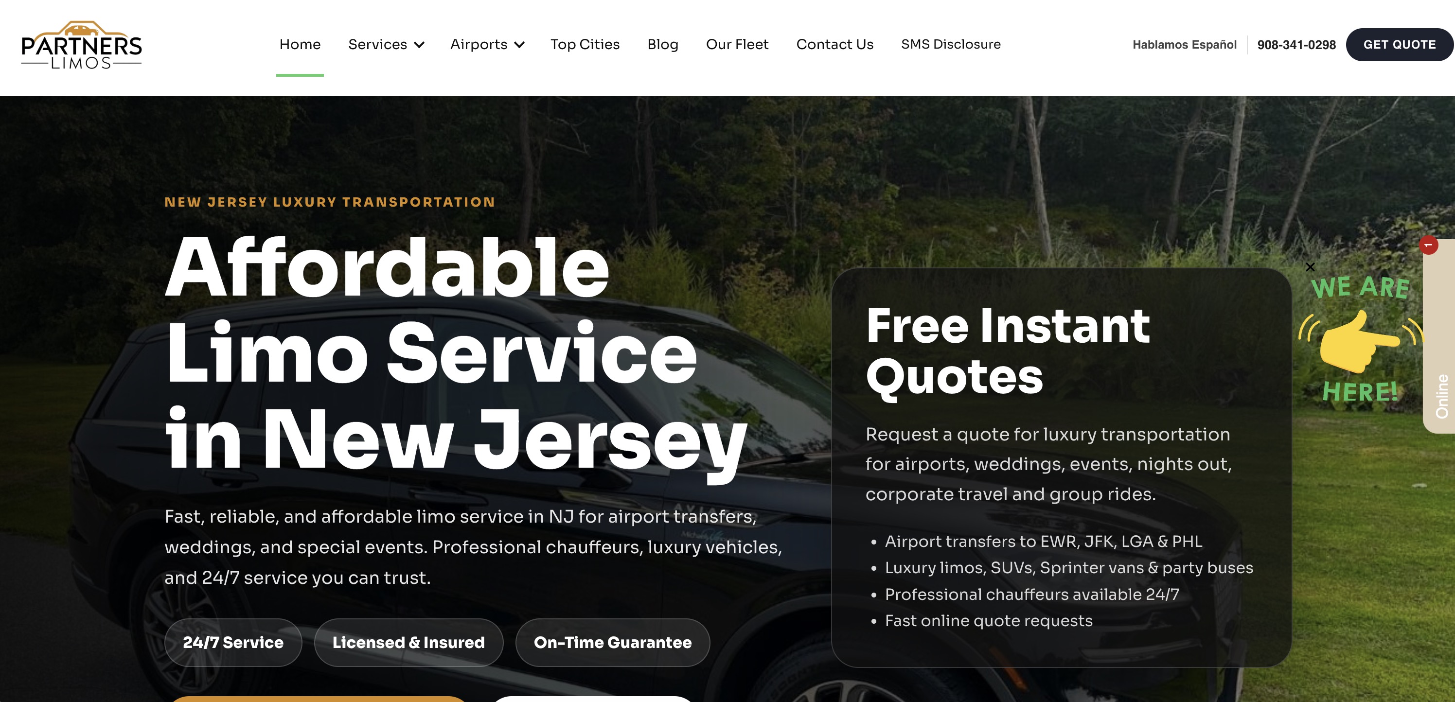 Captura actual del sitio web de Partners Limos