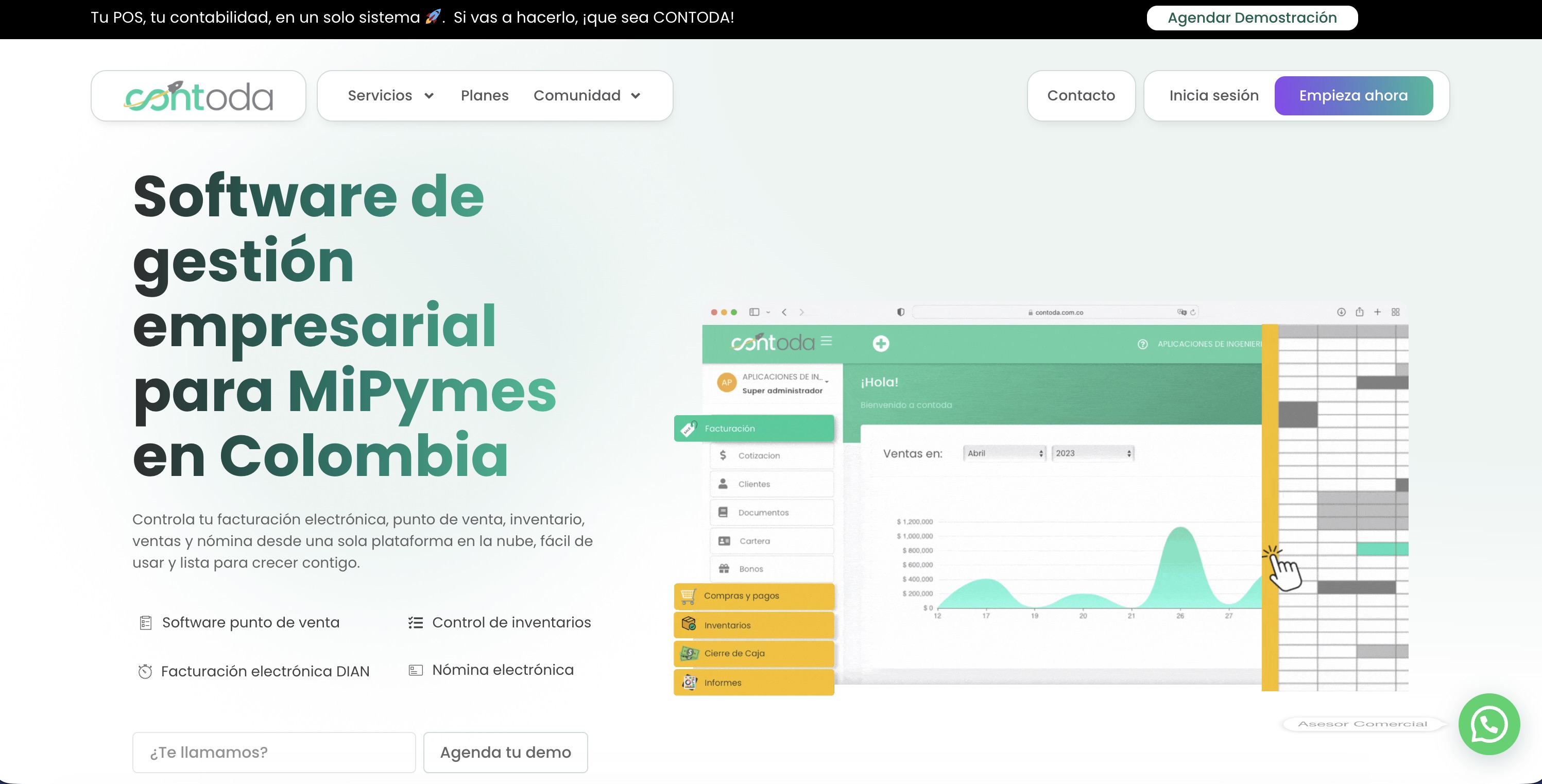 Captura actual del sitio web de Contoda