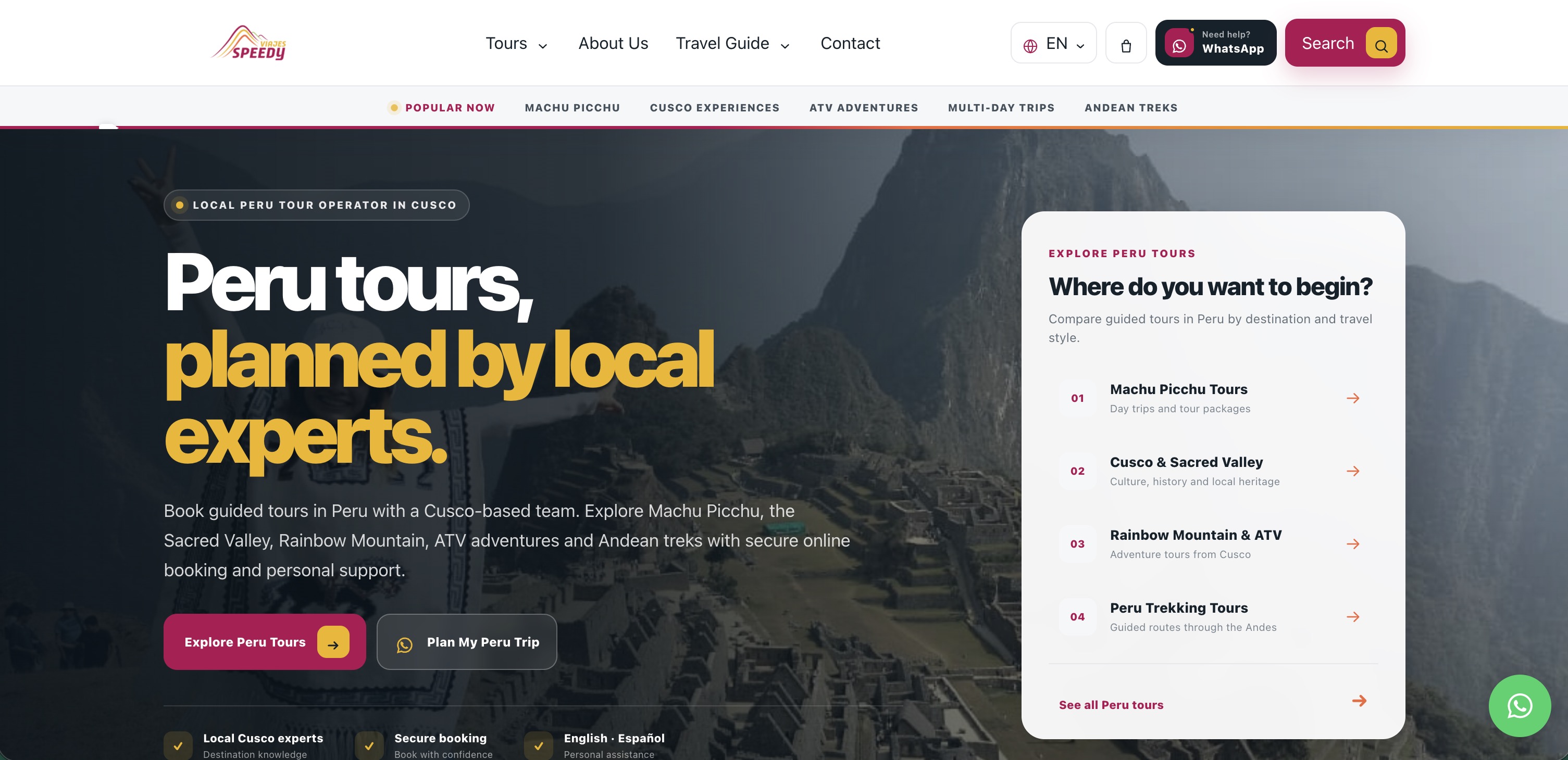Current view of the Viajes Speedy website