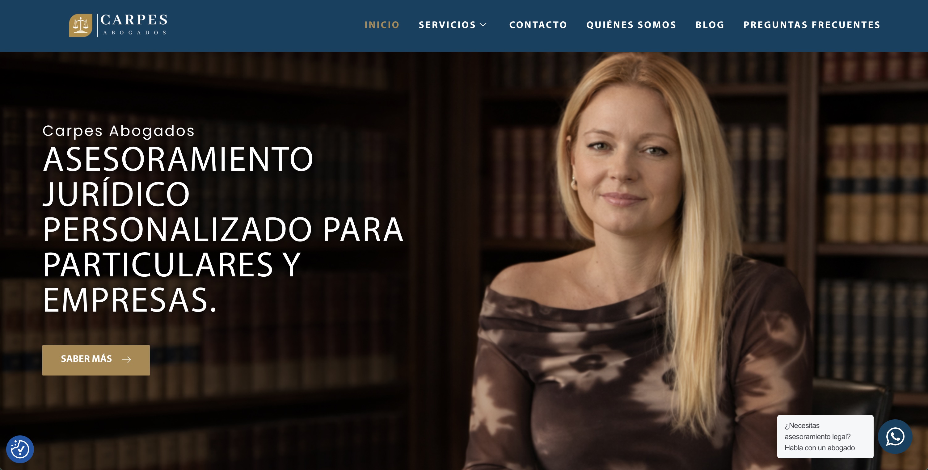 Carpes Abogados website screenshot provided for the project