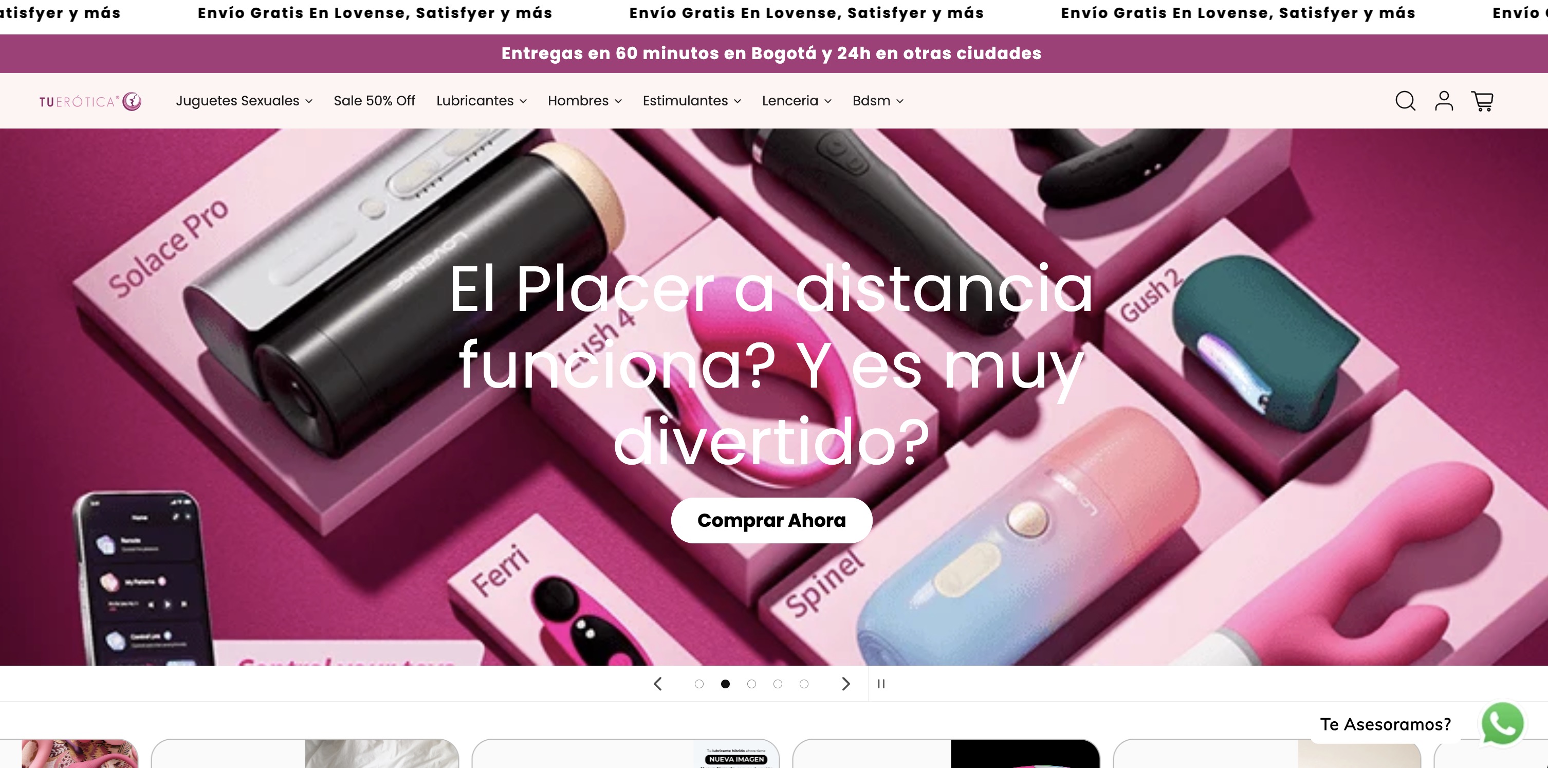 Tu Erótica website screenshot provided for the project